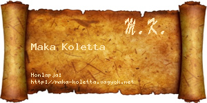Maka Koletta névjegykártya